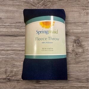 SPRINGMAID Navy Fleece Throw blue boys girls baby kids home winter size 50x60”